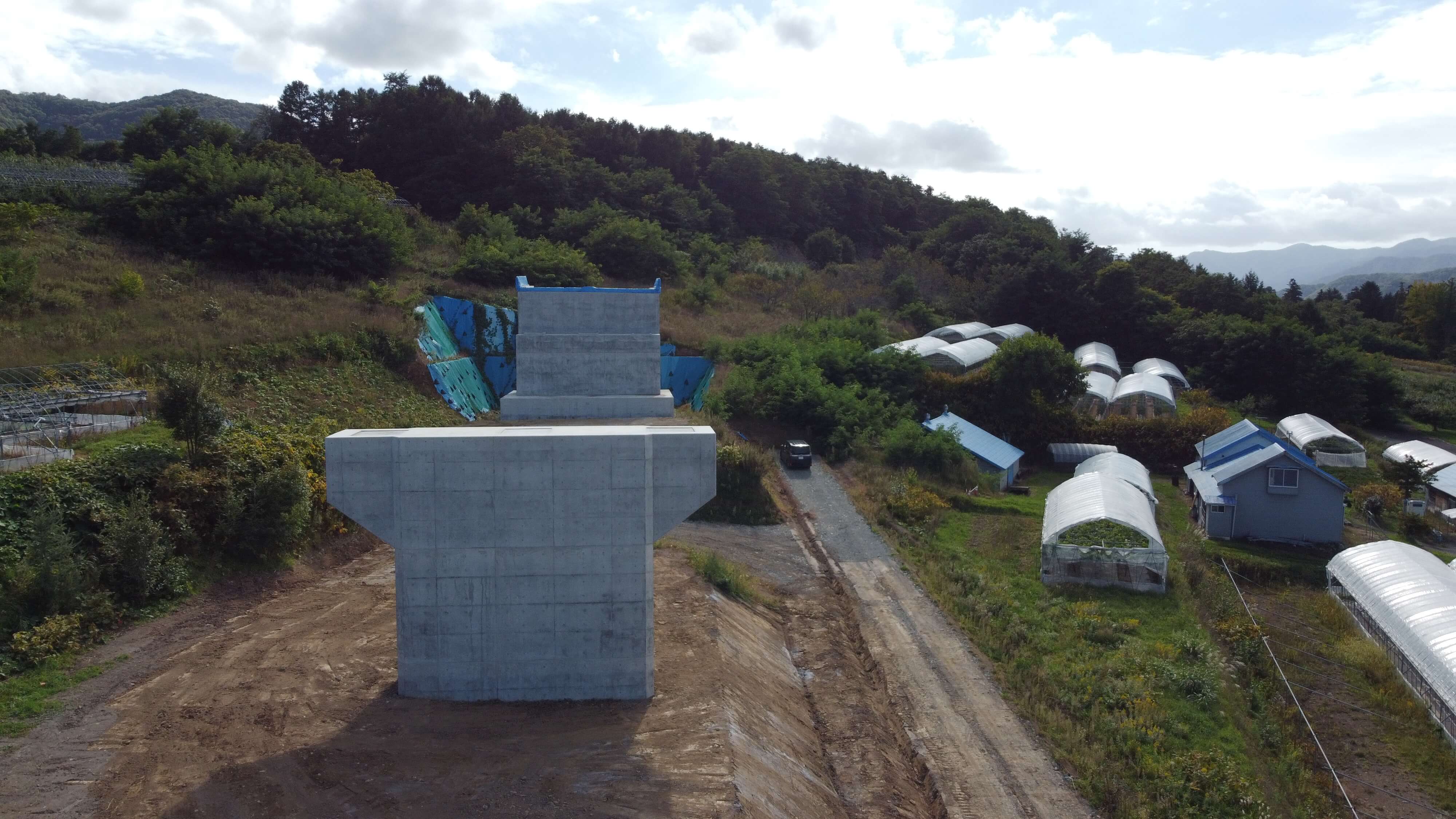 一般国道5号仁木町フレトイ川橋P1橋脚工事の現場全景